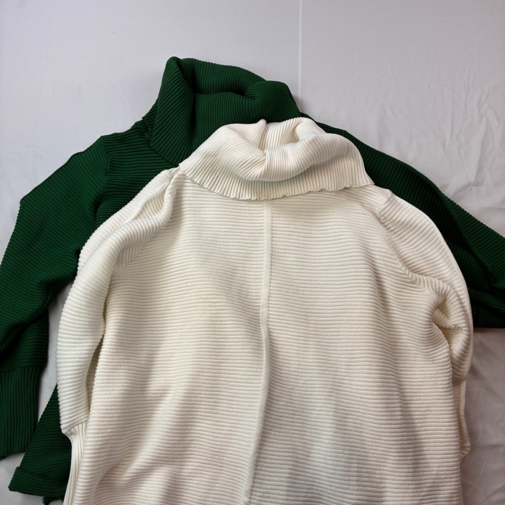 Cyrus Green and Cream Ribbed Sweaters, set of 2